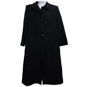 Vintage Jacobsons 100% Camel Hair Trench Coat Womens Sz L Black Classic